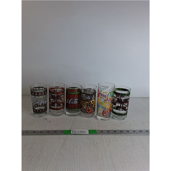 (6) Colourful Coca Cola Glasses