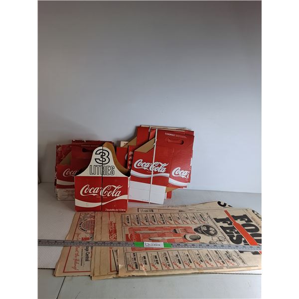 Cardboard 6 Bottle Cola Carrier (19), Cardboard 3L Carriers (10), Newspaper About Coca Cola Products
