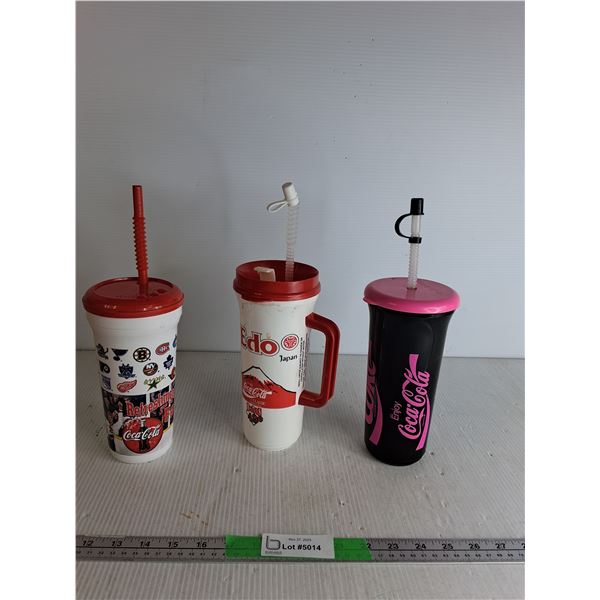Plastic Cups Up To 9"  With Straws - Coca Cola