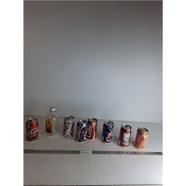 (3) Cherry Coke Cola Cans, (4) Classic Coca Cola Cans