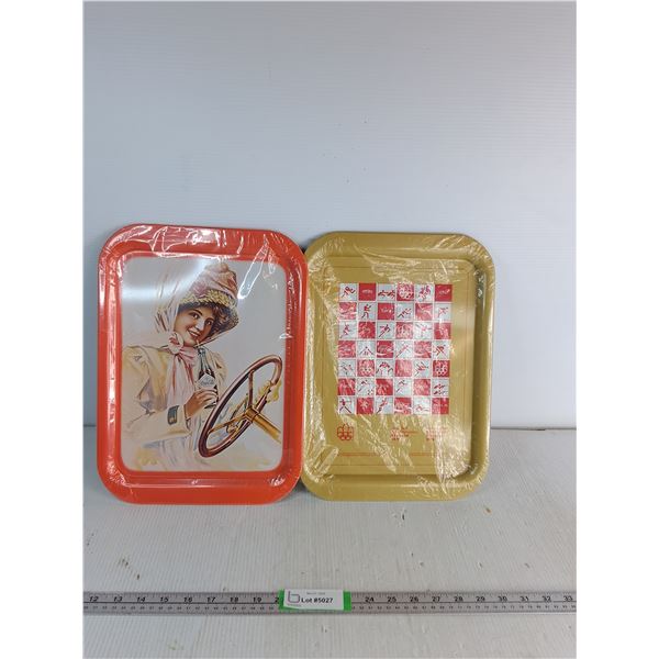 (2) Metal Coca-Cola Trays 14.10"x10.9"- Pretty Women, & Olympics Themed