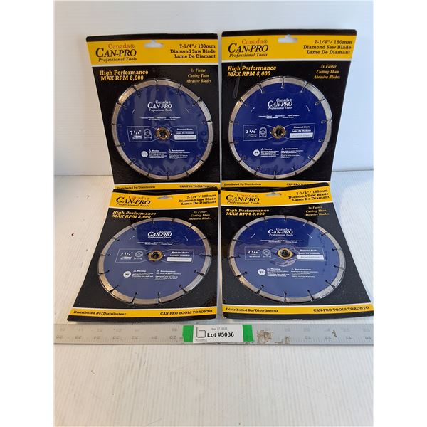 (4) NOS Can-Pro 7 1/4" Diamond Saw Blades