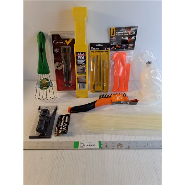 NOS Jumbo Wedge,Flashlight,Cable Ties,Steel Brush and more in pictures