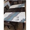 Image 2 : * Wooden 'Hand-Painted' Dining Table w/6 Dining Chairs - 78.5x34x30.5" w/Leaf in - Pickup Only