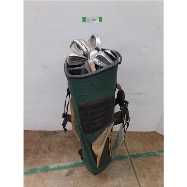 * Assorted Set of 8 Adult Right-Handed Golf Irons w/Caddy Bag-32" Shafts - Pickup Only