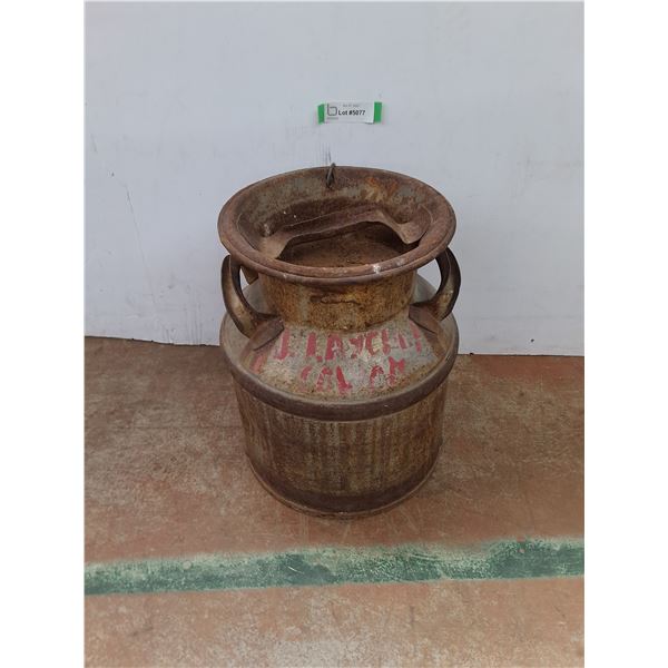 * Vintage Metal Cream Can - 14" High x 11" Diameter - Pickup Only