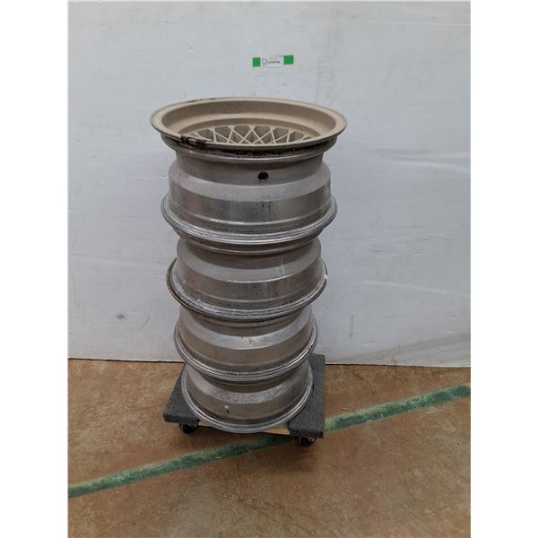 *(4) Aluminum 5 Bolt Rims 16.5" Diameter, Cannot Ship