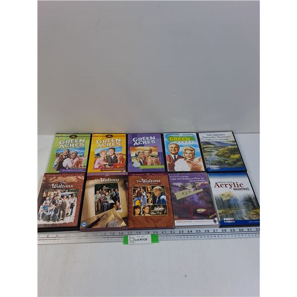 (10) DVDS: Green Acres, The Waltons, Painting