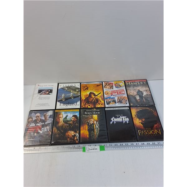 (10) DVDS: Empire State, Troy, Robin Hood, Spinal Tap, Passion of the Christ, Misc