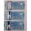 Image 3 : (4) Canadian Five Dollar Bills in Sequential Order - 2013 Issue Year