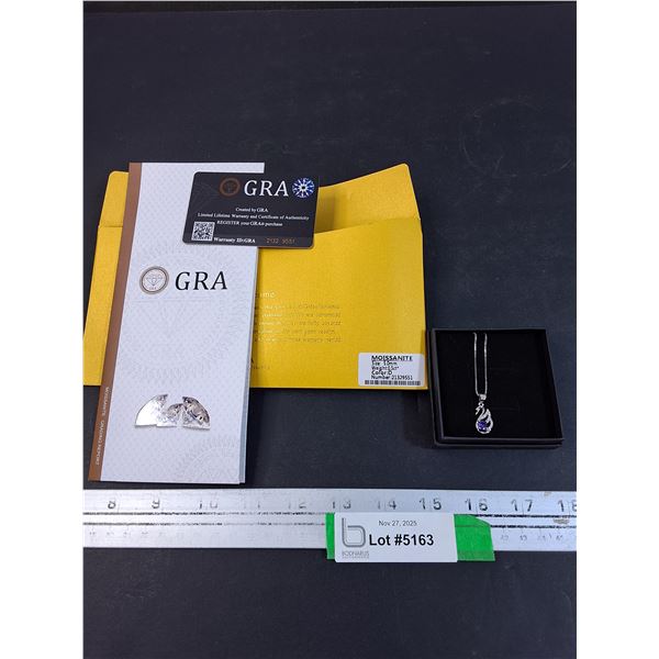 Moissanite Purple Gem w/Sterling Silver Swan Pendant Necklace - Cannot Authenticate