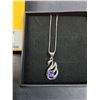 Image 2 : Moissanite Purple Gem w/Sterling Silver Swan Pendant Necklace - Cannot Authenticate