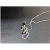 Image 4 : Moissanite Purple Gem w/Sterling Silver Swan Pendant Necklace - Cannot Authenticate