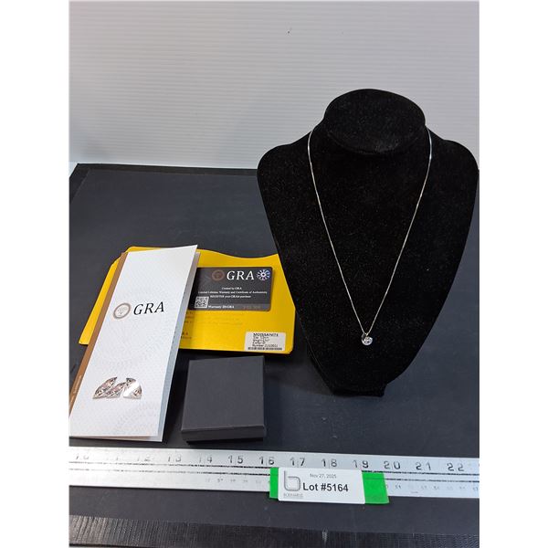 Moissanite Gem Pendant w/Sterling Silver Necklace