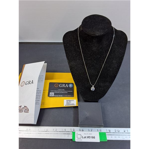 Moissanite Gem Pendant w/Sterling Silver Necklace - Cannot Authenticate