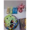 Image 4 : Lot: Children's Lady Bug Stuffy, Bicycle Helmet, Barbie Storybook, (4) Garbage Bags