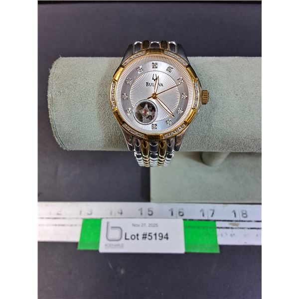 Bulova Diamond & Stainless Steel Natural Motion Winding Watch - Works
