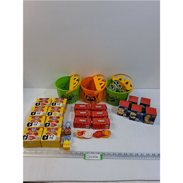 McDonalds Happy Meal Toys: Halloween Buckets, (23) Toys: Crocs, Despicable Me, Pet Simulator KeyChai
