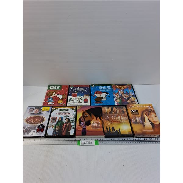 (9) DVDS: Charlie Brown, Flintstones Christmas, Spirit, Christmas Carol, Misc