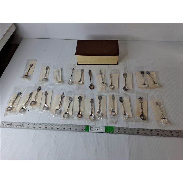 (24) Collector Spoons- Denmark, Taiwan, Buenos Aires, Misc. & Case