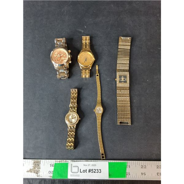 (5) Wristwatches- Chanel, Guess, Misc. As Is, Cannot Authenticate