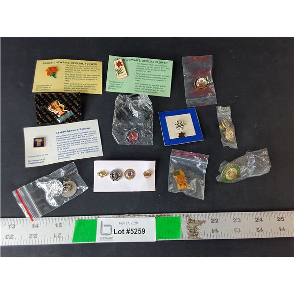 Decorative Pins- Saskatchewan, Petro-Can, Creighton, MIsc.