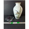 Image 1 : 'The Meadowland Bird' Porcelain Vase 12" with Wooden Stand