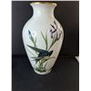 Image 2 : 'The Meadowland Bird' Porcelain Vase 12" with Wooden Stand