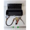 Image 1 : (2) Compressor Tester Gauges, Pliers & Metal Toolbox 15" Long