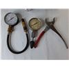 Image 2 : (2) Compressor Tester Gauges, Pliers & Metal Toolbox 15" Long