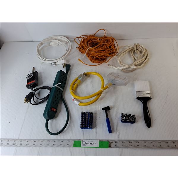 Extension Cord, Screwdriver Bit Set, Paintbrush, Misc.
