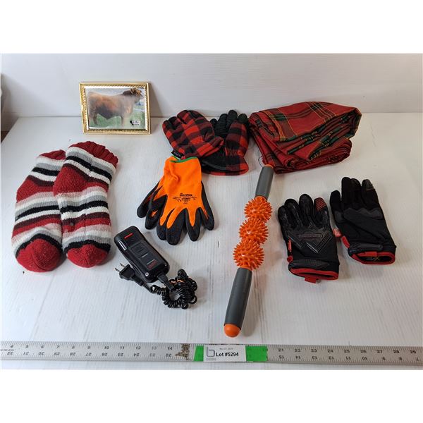 Winter & Work Gloves- M, Massage Roller, Electric Razor- Powers On, Misc.