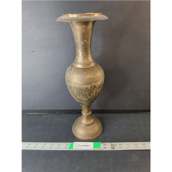 Etched Brass Vase 15.5"