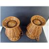 Image 3 : (2) Double Handled Wicker Vases 12" Tall