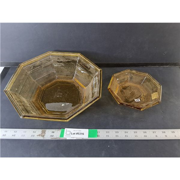 Golden Glass Octagonal Chip & Dip Bowls  Up to 11" Diameter