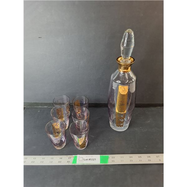 (6) Shot Glasses & Decanter 13" Tall