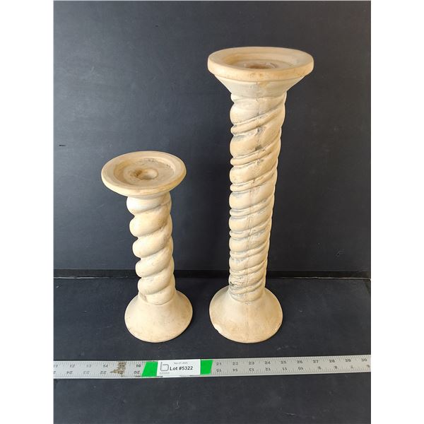 Antiqued Ivory Ceramic Candleholders Up to 17.25", Pickup Preferred