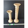 Image 1 : Antiqued Ivory Ceramic Candleholders Up to 17.25", Pickup Preferred