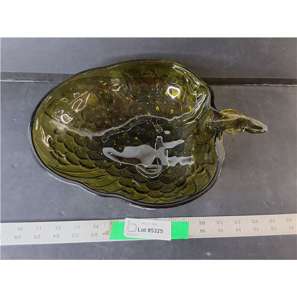 Olive Glass Grape Bowl 10" Diameter