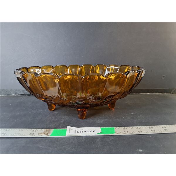 Footed Amber Glass Berry Bowl 12.25" Diameter