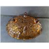 Image 3 : Footed Amber Glass Berry Bowl 12.25" Diameter