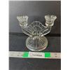 Image 1 : Glass Double Candleholder 5.25" Tall