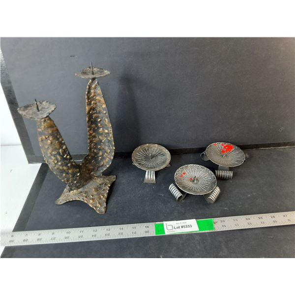 (4) Metal Candleholders Up to 11.5"