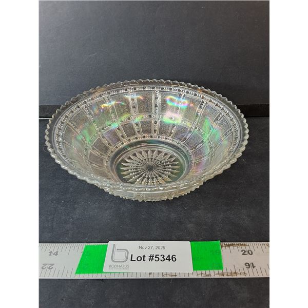 Cream Carnival Glass Bowl 7"