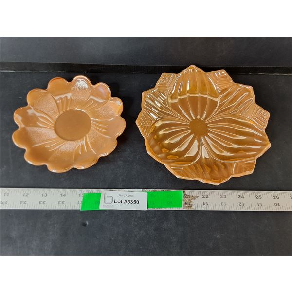 (2) Flower Shaped Glass Plates Up to 8.25"