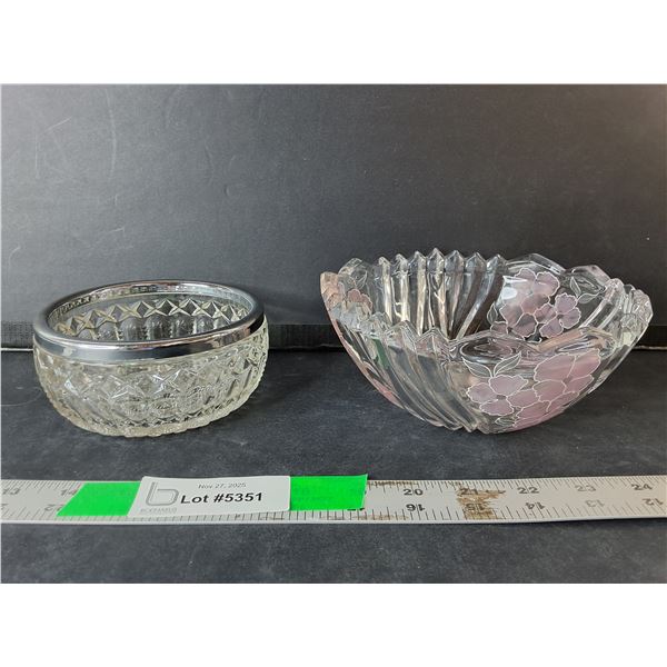 (2) Glass Bowls Up to 6.75" Diameter