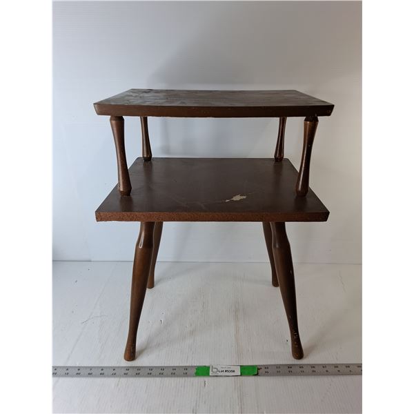 Two Tiered Wooden Sidetable 15.75" x 13.75" x 22", Cannot Ship