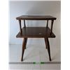 Image 1 : Two Tiered Wooden Sidetable 15.75" x 13.75" x 22", Cannot Ship