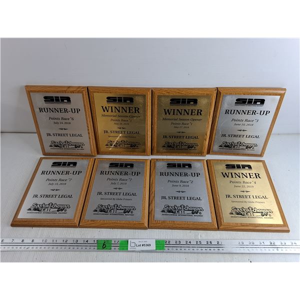 (8) Saskatchewan International Raceway Jr. Street Legal Award Plaques