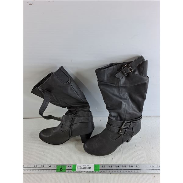 Faux Leather Ladies Boots - Size 8, 3" Heel